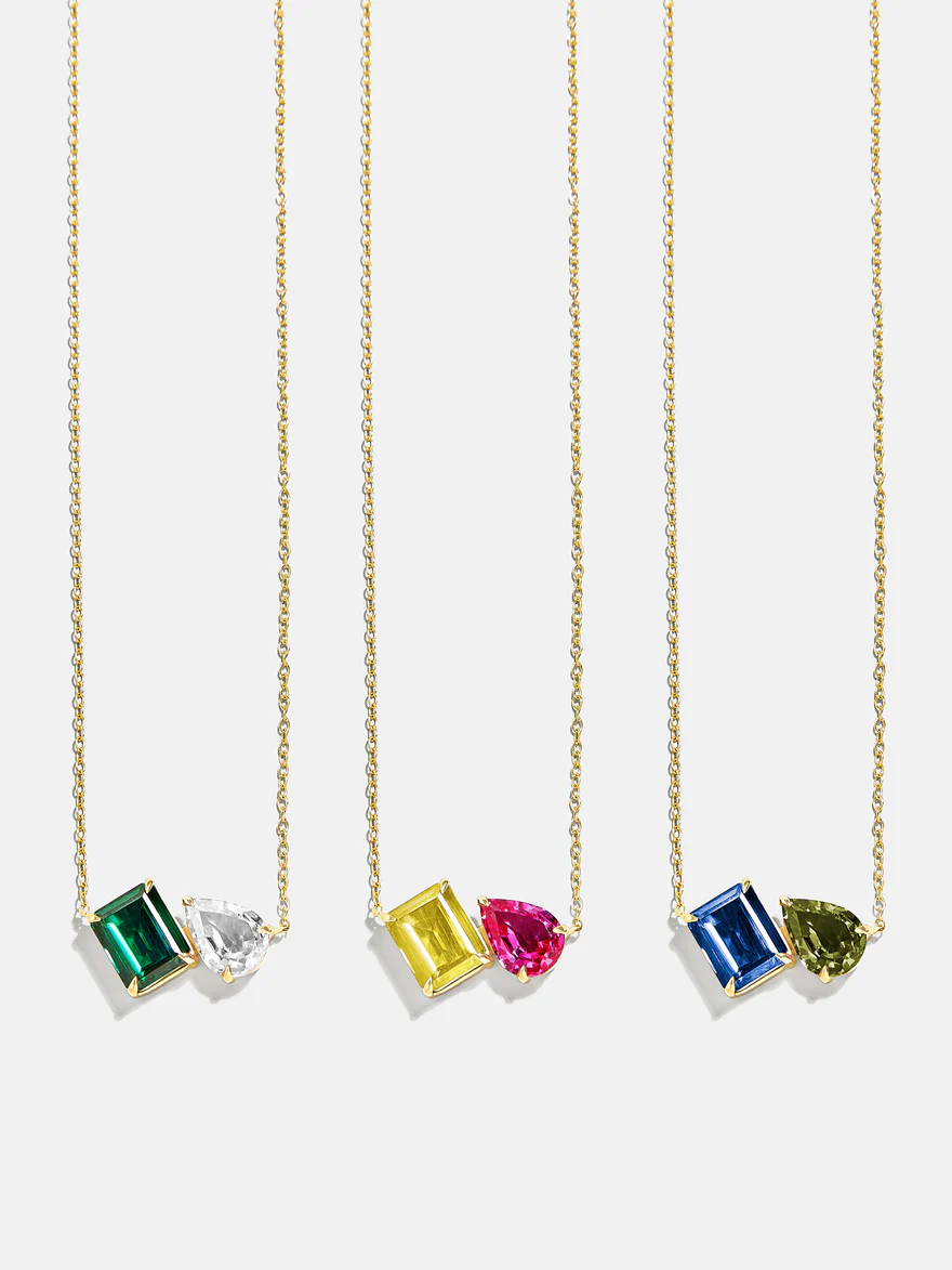 Toi et Moi 18K Gold Custom Birthstone Necklace