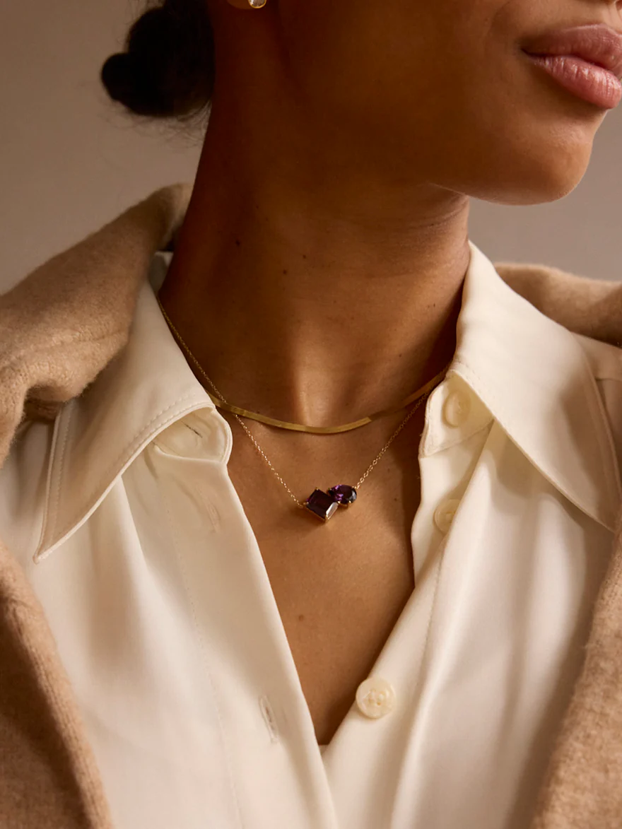 Toi et Moi 18K Gold Custom Birthstone Necklace 2