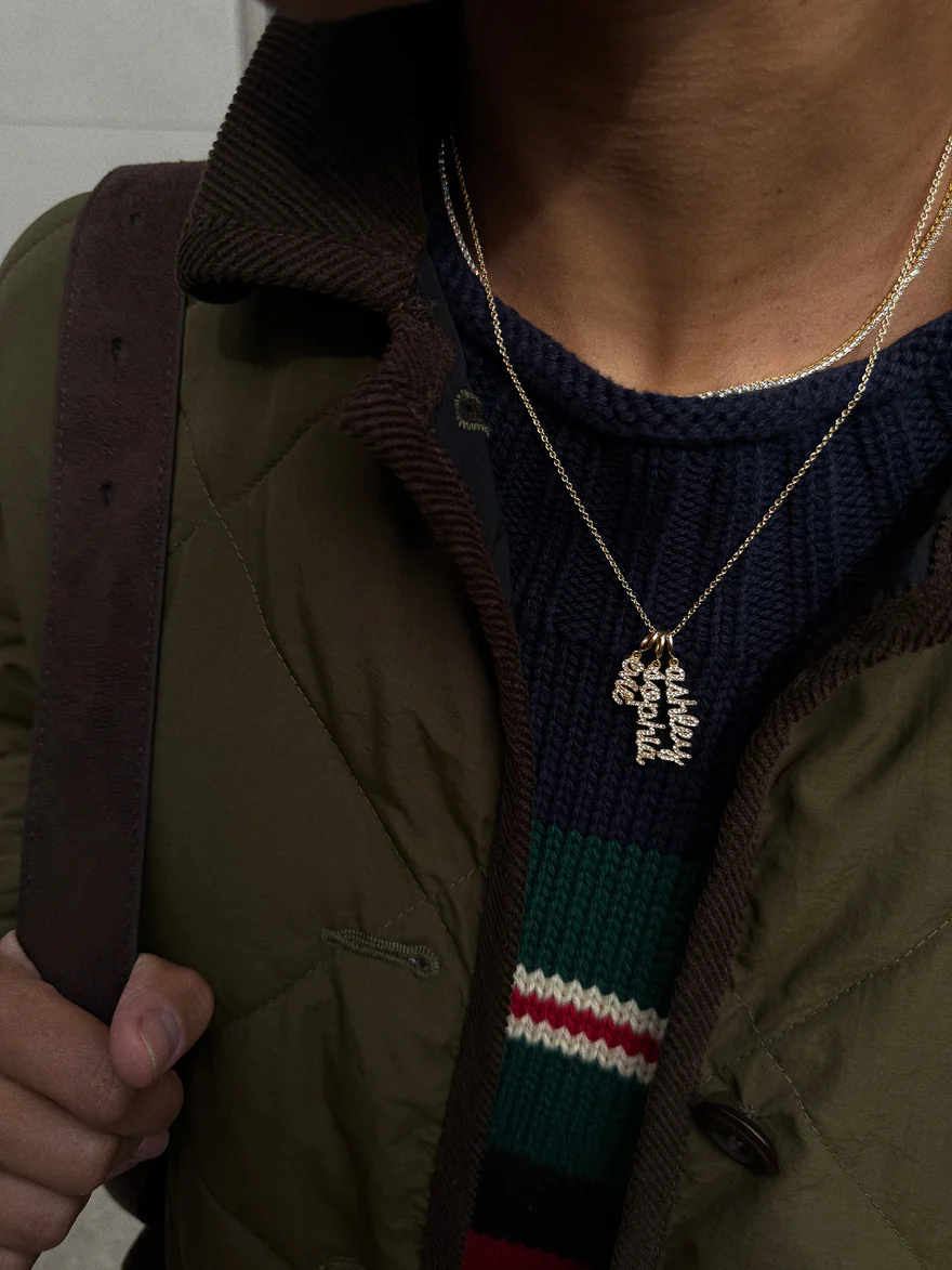 Mini Pavé Script Cluster Custom Nameplate Necklace 2